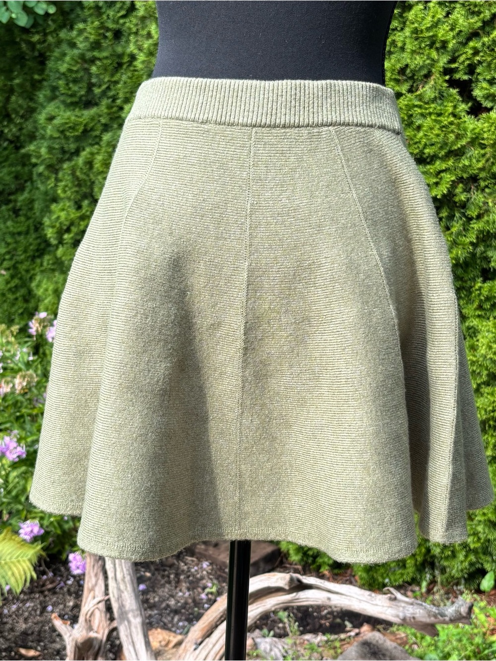 Free People Olive Knit Skater Skirt | Dark Academia Coquette Preppy - Size M